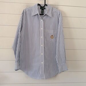 Lauren Size 10 Ralph Lauren White w/ blue stripe LRL Regal Crown Creat on Pocket